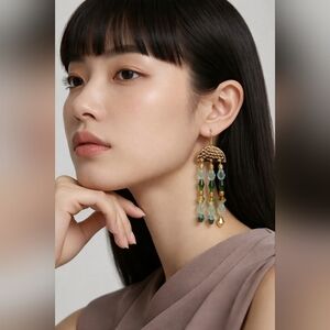 Elegant Gold and Green Dangle Earrings